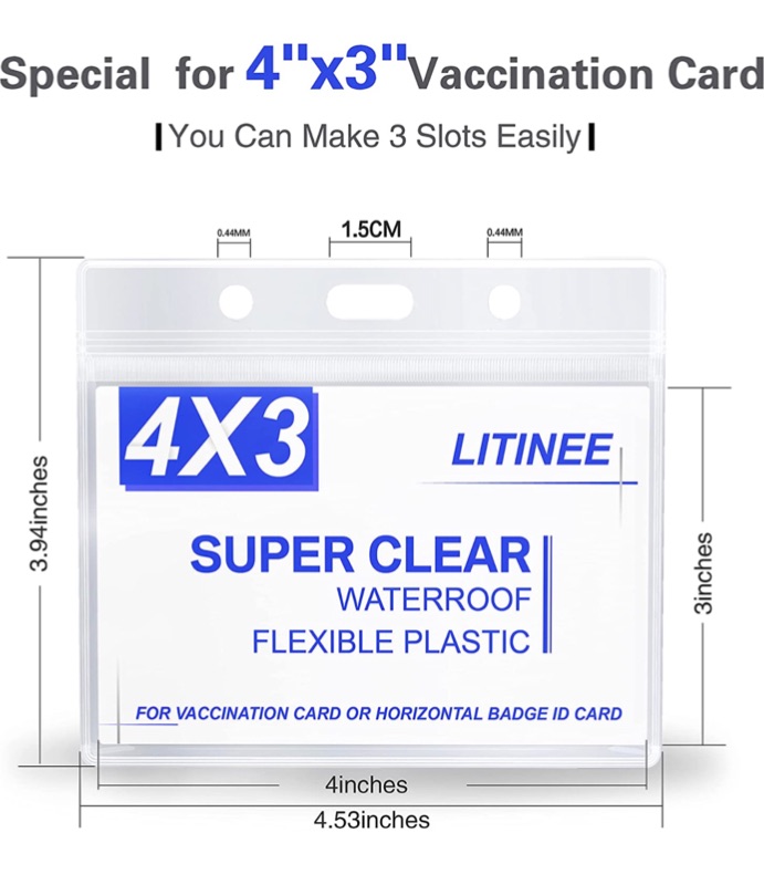 Photo 7 of CDC Vaccination Card Protector 4 X 3 Inches Immunization Record Vaccine Cards Holder Clear Vinyl Plastic Sleeve with Waterproof Type Resealable Zip (10Pack)