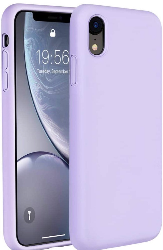 Photo 1 of  Liquid Silicone Case Compatible with iPhone XR 6.1 inch (2018), Gel Rubber Full Body Protection Shockproof Cover Case Drop Protection Case(Light Purple