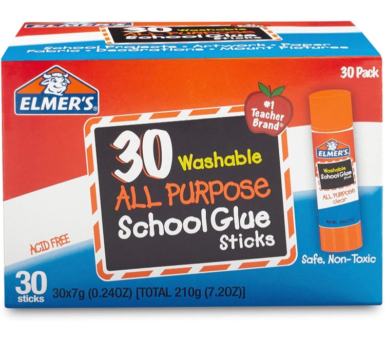 Photo 1 of Elmer's All Purpose School Glue Sticks, Washable, 7 Gram, 30 Count