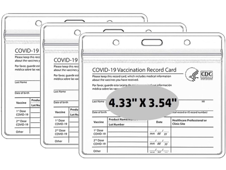 Photo 2 of 3 Pack Card Sleeve Protector 4.25 X 3.5

3 Pack CDC Vaccination Card Protector Vaccine Card Holder 4 X 3

5 Pack - CDC Card Protector Waterproof 4'' X 3'' Badge Holders, Card Holder and Credit Card Holders, Vinyl Plastic Sleeve with Waterproof Type Reseal