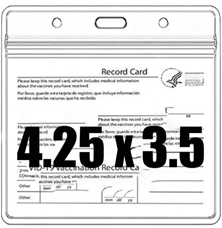 Photo 1 of 3 Pack Card Sleeve Protector 4.25 X 3.5

3 Pack CDC Vaccination Card Protector Vaccine Card Holder 4 X 3

5 Pack - CDC Card Protector Waterproof 4'' X 3'' Badge Holders, Card Holder and Credit Card Holders, Vinyl Plastic Sleeve with Waterproof Type Reseal