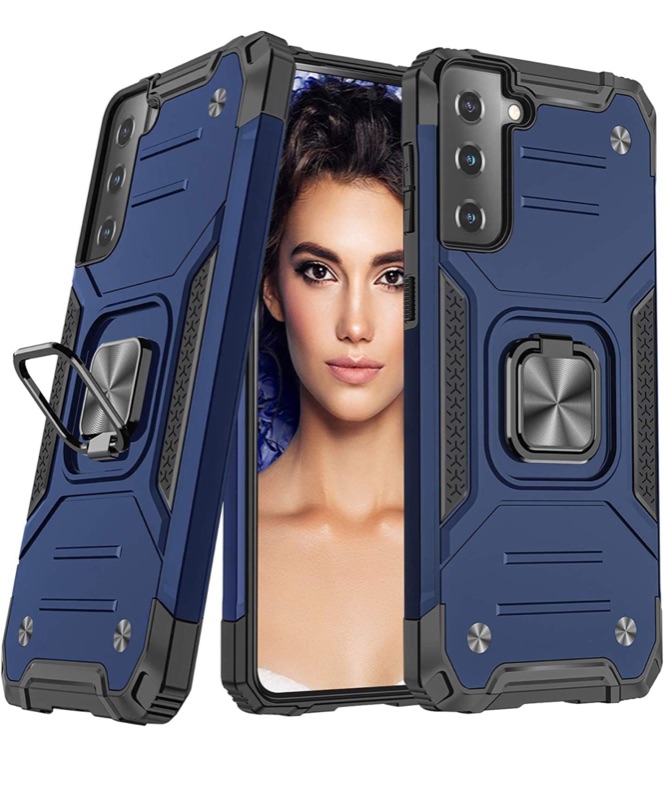 Photo 1 of AmeriCase | Samsung Galaxy S21 | Case with Kickstand and Metal Ring - Shockproof Samsung S21 5G Ultra Case Military Grade Drop Tested Slim Dual Layer (VS2 Blue, Galaxy S21 Ultra 5G 7.1in)