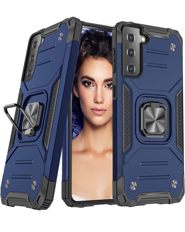 Photo 1 of AmeriCase | Samsung Galaxy S21 | Case with Kickstand and Metal Ring - Shockproof Samsung S21 5G Ultra Case Military Grade Drop Tested Slim Dual Layer (VS2 Blue, Galaxy S21 Ultra 5G 7.1in)