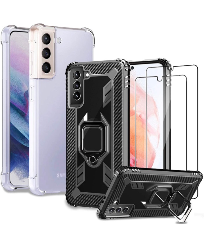 Photo 2 of [4 Sets] IMBZBK 2pcs Case for Samsung Galaxy S21 5G with 2pcs Tempered Glass Screen Protector [Cover with Magnetic Ring Kickstand] [Military Grade Protection] [Shock-Absorbing] [10X Anti-Yellowing]

Compatible with iPhone 11 Real Flower Case, Feibili Soft