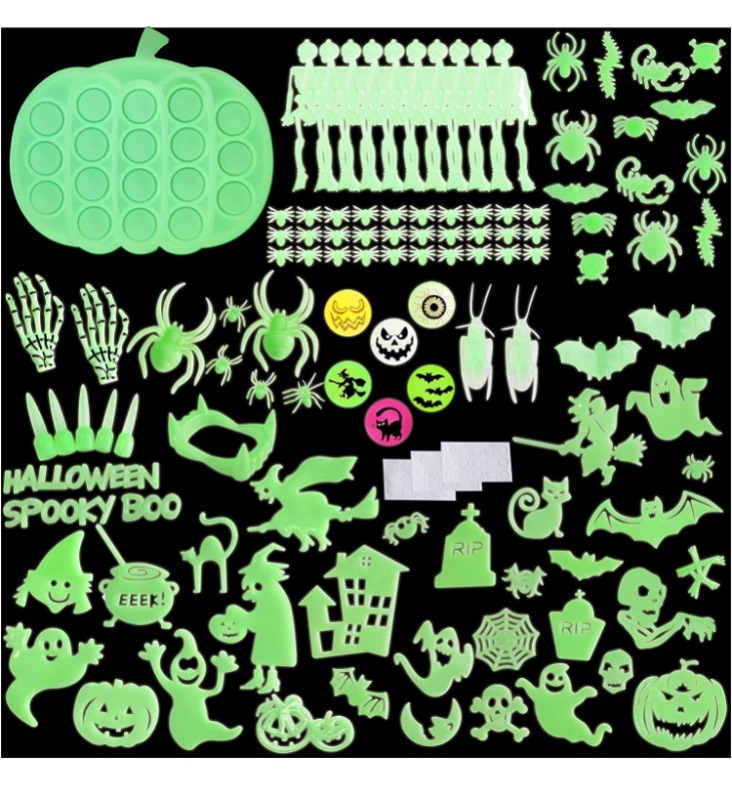 Photo 1 of 113 Pcs Halloween Decorations with Pumpkin Luminous Sensory Fidget Packs Push pop pop Autism Special Dimple Sensory Toys Sets for Kids Adults 3 sets