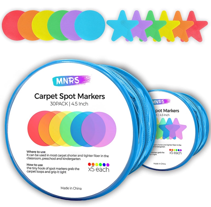 Photo 1 of MNRS 60 PCS Carpet dots – 2 Bags for Carpet Circles and Stars Dots – 4.5 INCH Carpet Spots for classroom – Circle Spots for Kids Classroom – Carpet Markers Sitting Spots for Preschool and Kindergarten