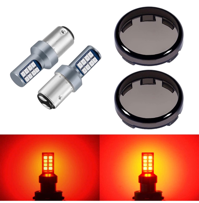 Photo 1 of PBYMT 1157 LED Turn Signal Light Rear Brake Light 2” Bullet Smoke Lens Cover Compatible for Harley Dyna Touring Road King Street Electra Glide 1986-2021