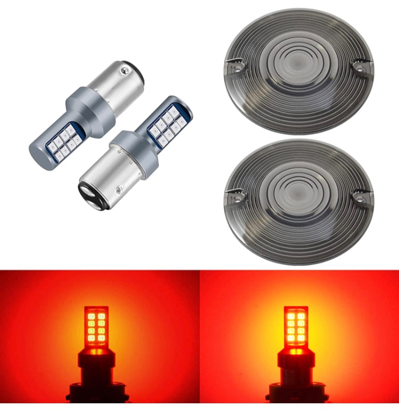 Photo 1 of PBYMT 3 1/4" Flat Style LED Turn Signal Light Insert Bulb Smoke Lenses Covers Compatible for Harley Softail Touring Road King Street Glide Electra Glide 1986-2021