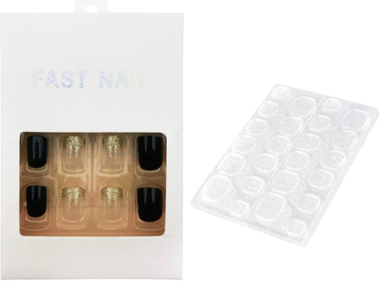 Photo 1 of 24 Sizes Short Square False Nails Artificial Fake Nails Full Cover Fake Fingernails Press on Glossy Artificial Nails for Nail Salon Art DIY Decoration Supplies Bring a jelly sticker (Black)

24 Sizes Short Square False Nails Artificial Fake Nails Full Cov