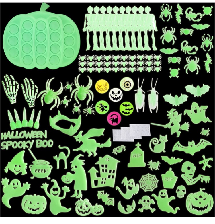 Photo 1 of 113 Pcs Halloween Decorations with Pumpkin Luminous Sensory Fidget Packs Push pop pop Autism Special Dimple Sensory Toys Sets for Kids Adults 3 packs 