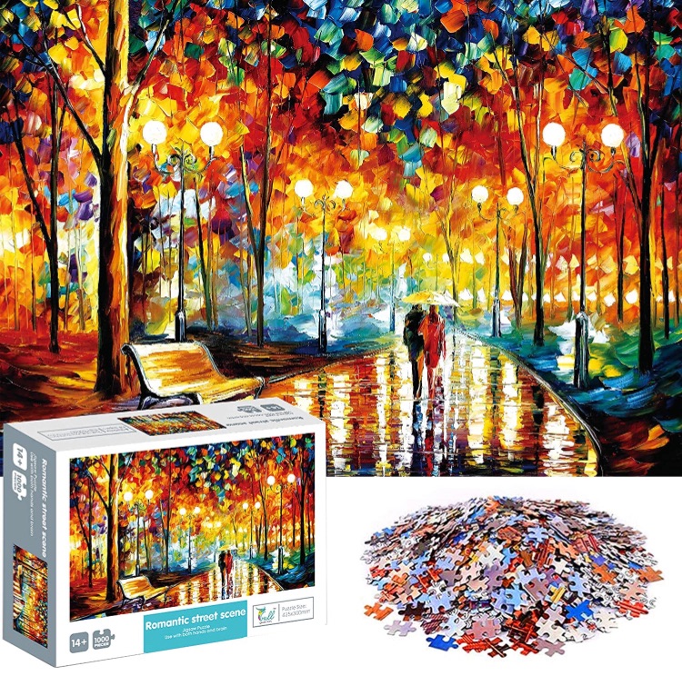 Photo 1 of Puzzles for Adults 1000 Piece Jigsaw Puzzles 1000 Pieces for Adults Walking in the Rain Puzzle Toy Gifts Home Decoration