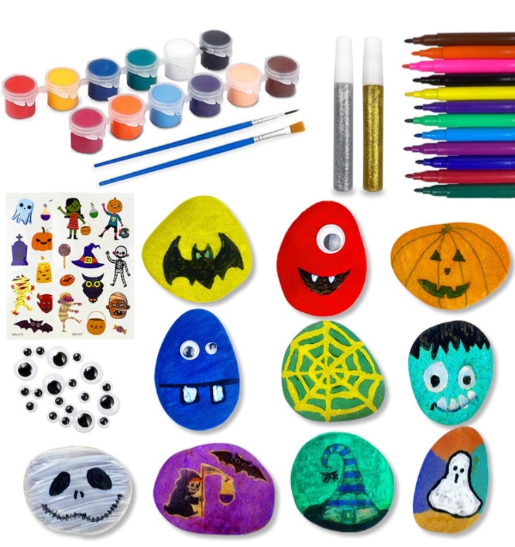 Photo 1 of QINGQIU Halloween Rock Painting Kit Halloween Crafts & Arts for Kids Boys Girls Halloween Toys Halloween Party Favors Halloween Treat Bags Gifts