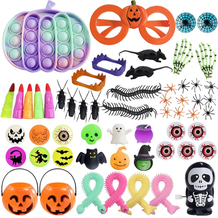 Photo 1 of 57 Pack Halloween Sensory Pop Fidget Packs Simple Mini Pop Dimple Toys for Kids Adults Autism Special Stress Relief and Anti-Anxiety Toys Assortment Party Favors Halloween Goodie Bags 2 bags 