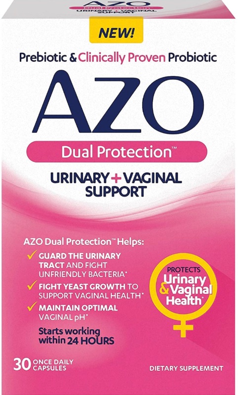 Photo 1 of AZO Dual Protection | Urinary + Vaginal Support* | Prebiotic Plus Clinically Proven Women’s Probiotic | Starts Working Within 24 Hours | 30 Count, Multi best by 8/2023