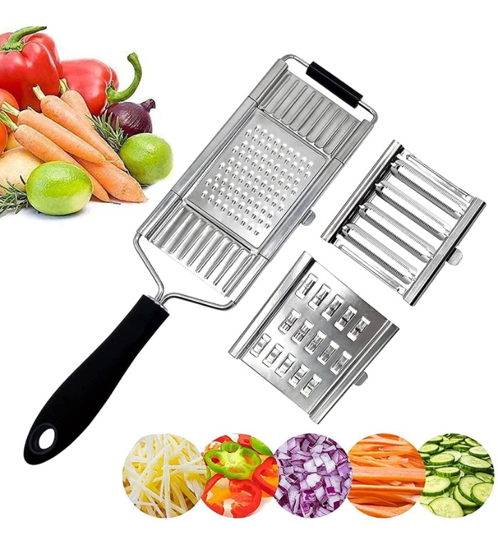 Photo 1 of 4 in 1 Vegetable Chopper Mandoline Slicer, Multifunctional Cheese & Veggie Cutter Food Choppers Dicer with 3 Blades, Kitchen Onion Potato Grater for Fruit Salad Coleslaw