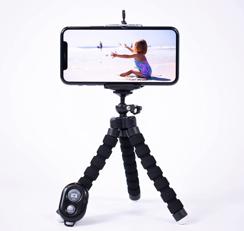 Photo 1 of Veloce Industries Octopus Mini Tripod, iPhone Tripod Stand Flexible with Wireless Remote Shutter, Camera Tripod for YouTube, Tripod Stand for Mobile/Camera, GoPro (Black)