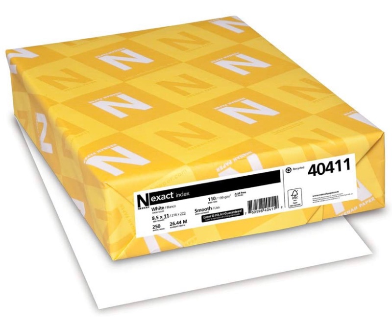 Photo 1 of Neenah Paper Exact Index, 110-Pounds, 8.5 x 11 Inches, 250 Sheets, White, 94 Brightness (WAU40411)