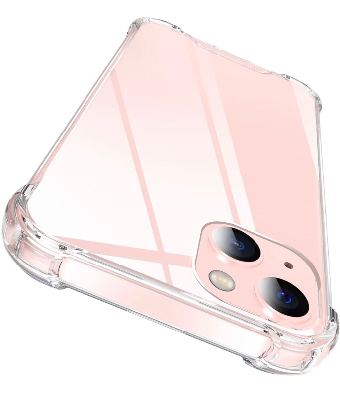 Photo 1 of RAXFLY Compatible with iPhone 13 Case Shockproof [Crystal Clear] [Shock-Absorption Corners] [Hard Back with Soft Edge] Compatible for iPhone 13 Protective Case 6.1 Inch Transparent