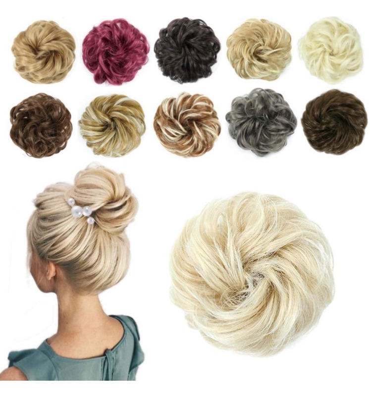 Photo 3 of Messy Hair Bun Extension Curly Wavy Messy Synthetic Chignon Hairpiece Scrunchies Updo Wig Stronger Elastic Hairpiece for Women Girls, Hair Accessory Wedding Party Dance 23 Colors  2 colors 