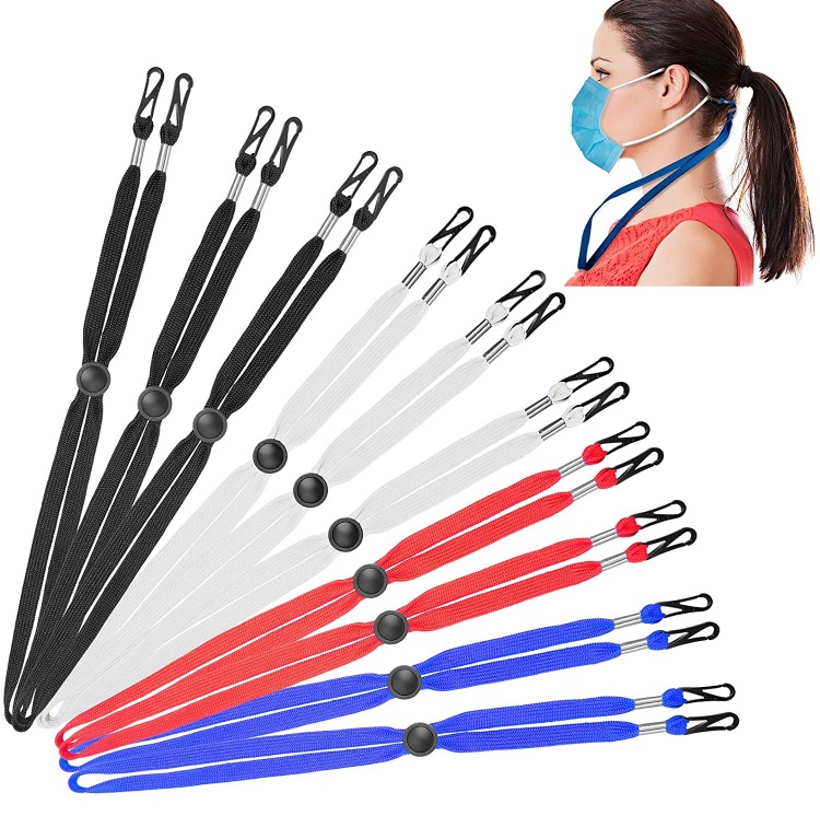 Photo 1 of Face Mask Lanyard with Clips,10PC Mask Neck Strap for Kids Adults Lanyards,Adjustable Length Face Mask Holder,Elastic Ear Savers for Masks with Snap Button for Women Men Child(Random Color)