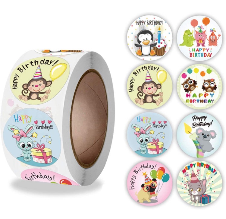Photo 1 of 600 Pcs Thank You Stickers - 1.5" Thank You Stickers Roll | Multiple Designs Thank You for Supporting My Small Business Stickers | Thank You Stickers Small Business Supplies (Classic)

Kids Happy Birthday Sticker Labels Roll, Children's Birthday Party Gre