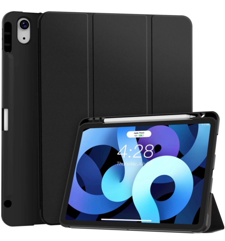 Photo 1 of Soke iPad Air 10.8 Case 2020 with Pencil Holder,iPad Air 4th Generation Case 2020 Support Touch ID/Pencil Charging Lightweight Smart Cover for iPad Air 4 2020(Black)?Nonsupport Auto Sleep/Wake?