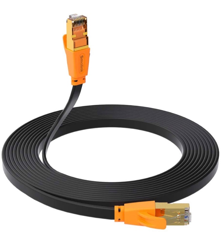 Photo 1 of Flat Wire Ethernet Cable, Shielded Patch Cable 16ft Cat 8 Network Cable with RJ45 Connector