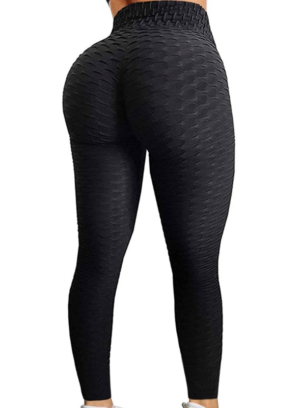 Photo 1 of Women's High Waist Yoga Pants Tummy Control Workout Ruched Butt Lifting Stretchy Leggings Textured Booty Tights