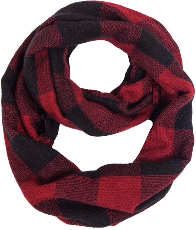 Photo 1 of Seven Flowers Plaid Knitted Infinity Scarves for Women