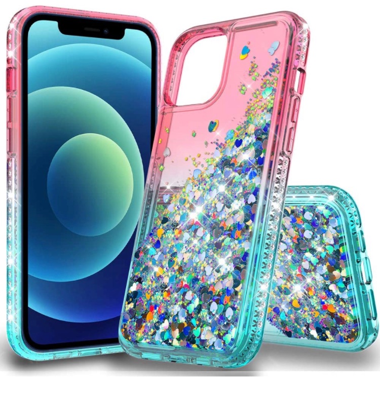 Photo 3 of 10 Pack Covid Vaccination Card Holder 4.5 X 3.5 Inches Vaccine Card Protector Waterproof CDC Vaccine Card Holder for Immunization Card with Lanyard

wegoodsun Phone Case Compatible with iPhone 12 Mini(5.4inch),Glitter Liquid Quicksand Bling Sparkle Flowin