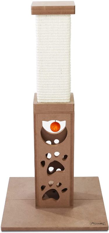 Photo 1 of petellow Cat Scratching Post 31" - Scratching Posts with Natural Woven Sisal for Indoor/Adult/Large Cats - Cat Scratching Post Tower with Cat Ball - Cat Scratching Tree Furniture Tall Tower
