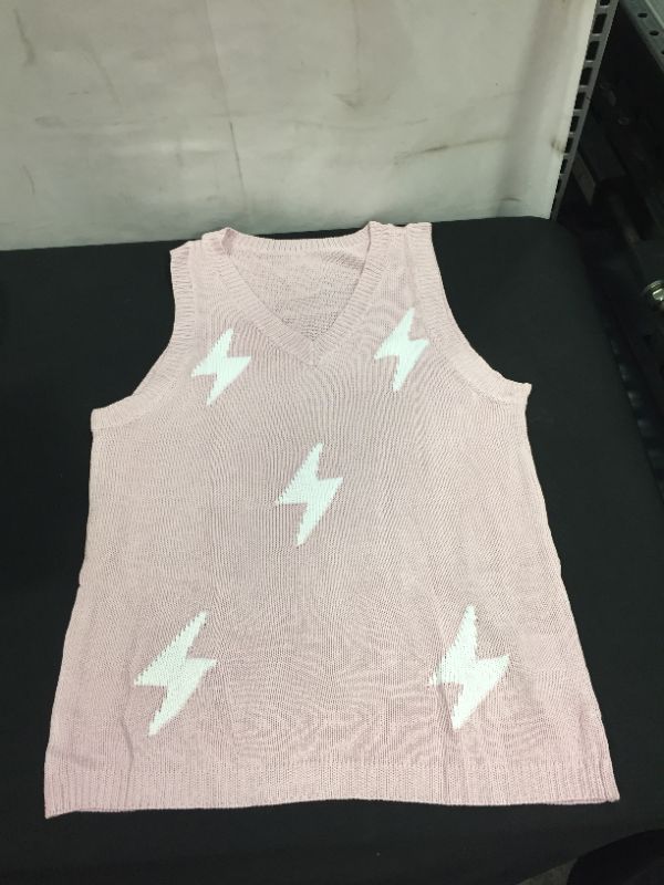 Photo 1 of Zbyclub Womens Summer Crop Tops V Neck Sleeveless Knit Tank Tops Loose Fit Color Block Shirt Pink Small 
