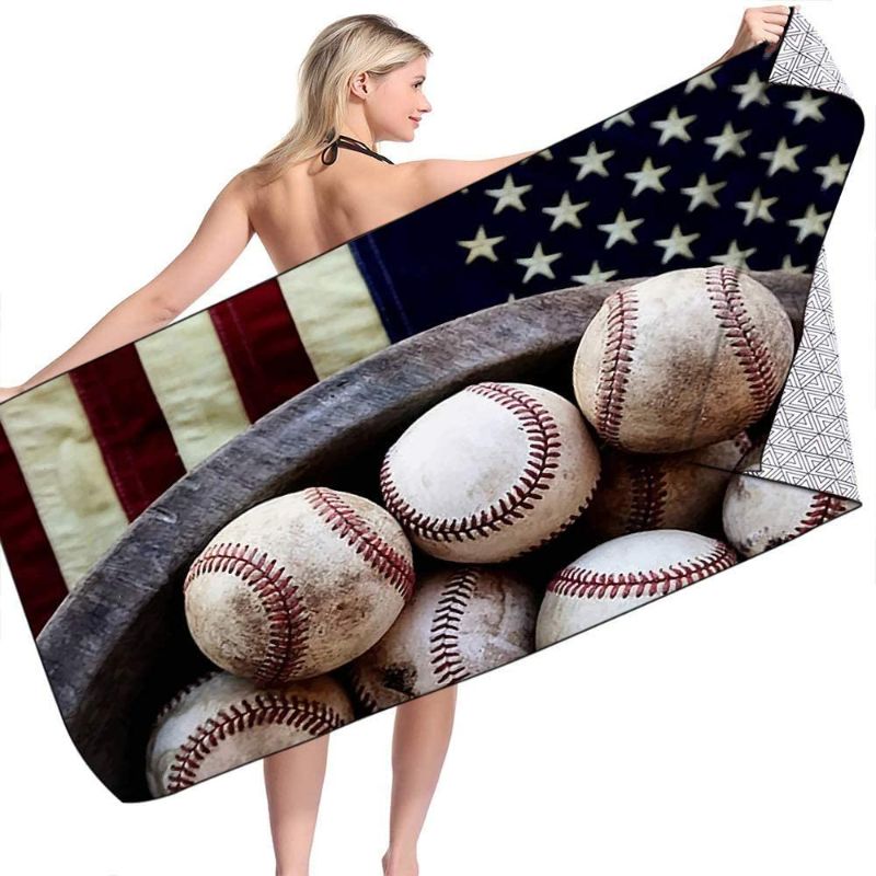 Photo 1 of Multi-Purpose Baseball Beach Towel Quick Dry Lightweight Microfiber Beach Towels for Travel Pool Swimming Girl Women Men (Style9,80x160cm(31.5''x 63'')
