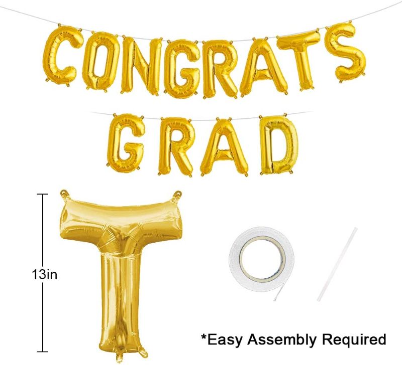 Photo 1 of 2021 Graduation Decorations White and Gold, Includes 2 Graduation Pennant Banners & Congrats Grad Balloons, Graduation Party Supplies 2021 for Any Schools or Grades
