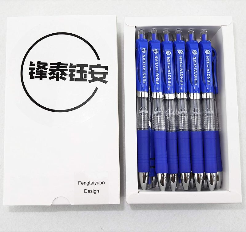 Photo 1 of Fengtaiyuan ADBP18, Retractable Gel Pens, 0.5mm, Blue Ink, Extra Point, Writting Smooth, 18 Pack (Blue-0.5mm)
