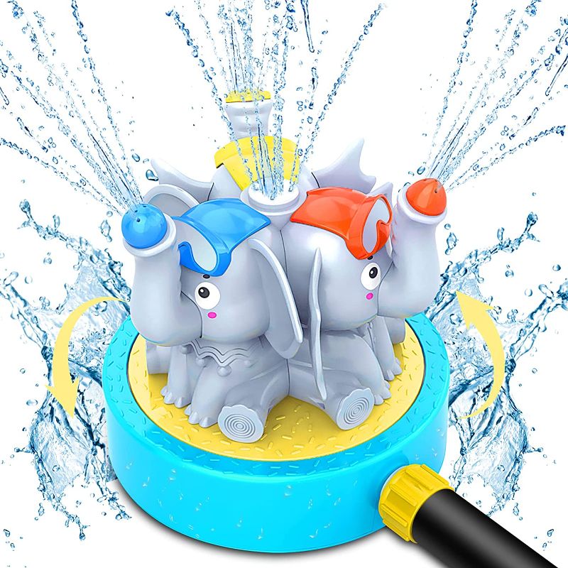 Photo 1 of Sprinkler for Kids and Toddler, Backyard Spinning Elephants Outdoor Water Sprayer  16ft Wide
