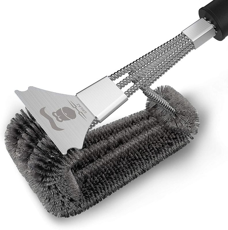 Photo 1 of GRILAZ BBQ Grill Cleaning Wire Brush and Scraper 18 Inch Black Handle  