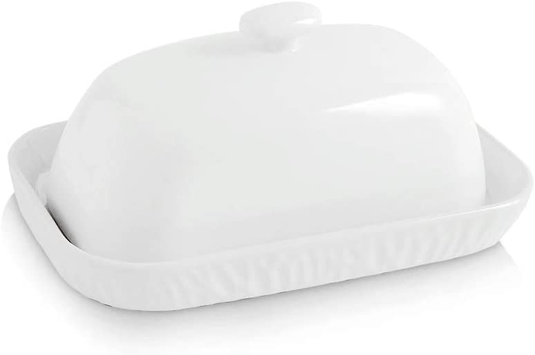 Photo 1 of KOOV Porcelain Butter Dish with Lid Butter keeper, Butter Dish with Cover, 7 inch wide,   (White)
