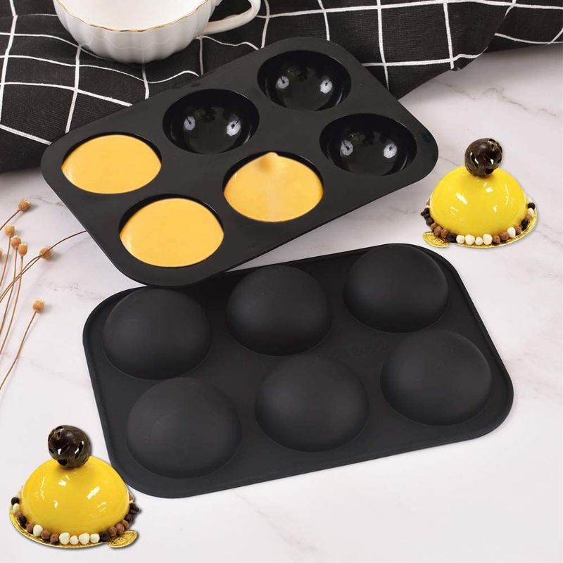 Photo 1 of Newk 6 Holes Semi Sphere Silicone Mold, 6 Packs 6-Cavity Half Sphere Mold for Making Chocolate Bomb, Black
