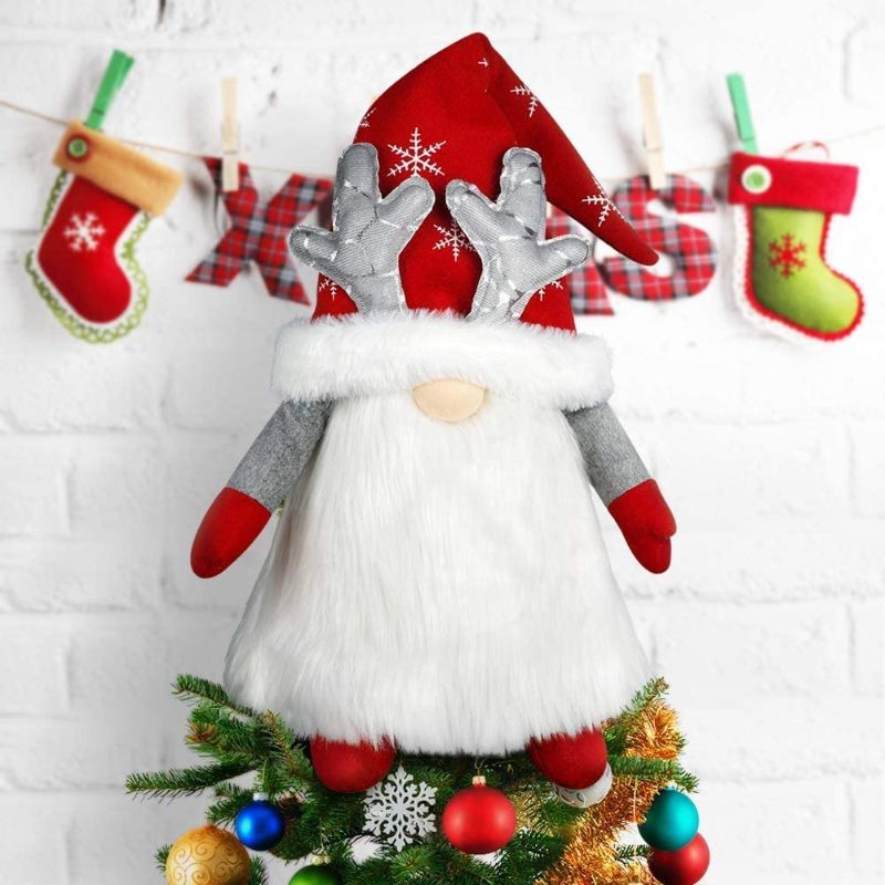 Photo 1 of Gnome Christmas Tree Topper, Large Santa Gnome Tree Topper Swedish- Red
