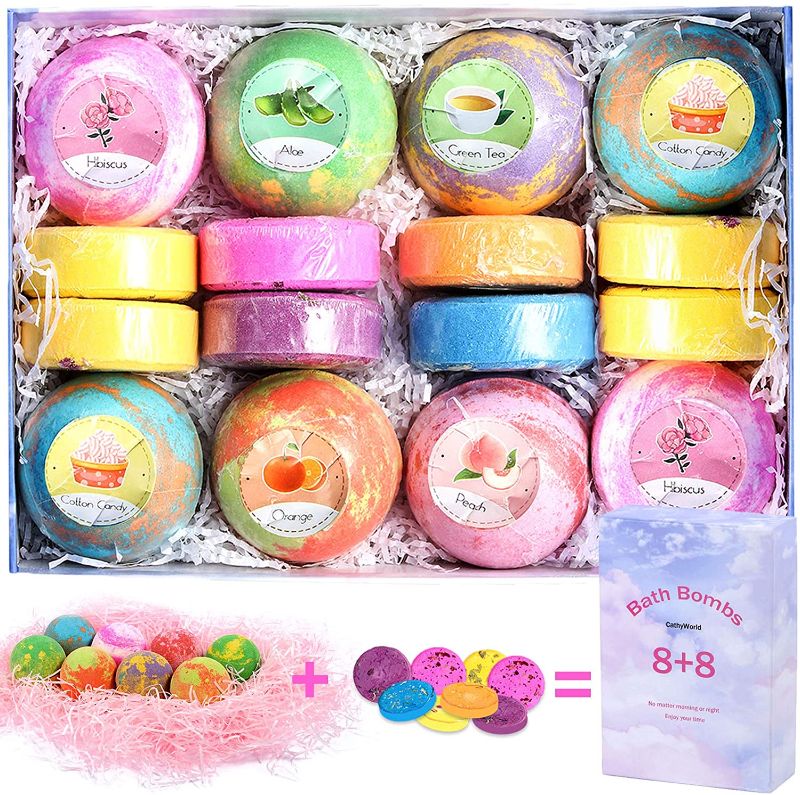 Photo 1 of 8+8 Bath Bombs and Shower Steamer Combo 16-Pcs Bath Gift Set, Essential Oils