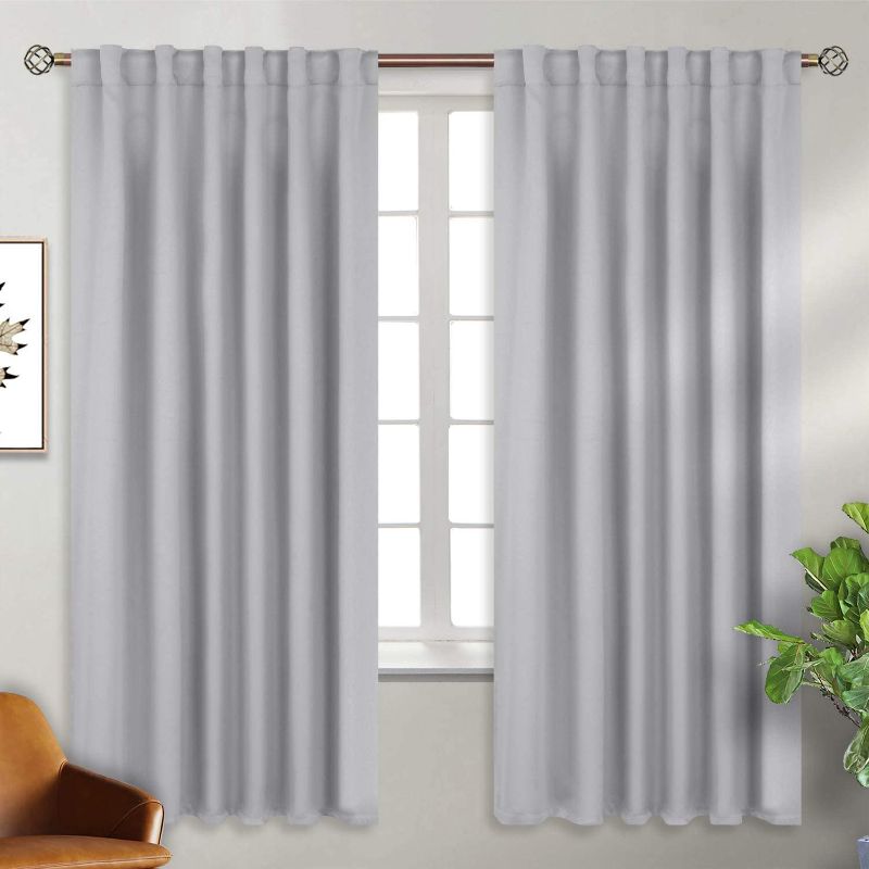 Photo 1 of BGment Rod Pocket and Back Tab Blackout Curtains for Bedroom - Thermal Insulated Room Darkening Curtains for Living Room, 2 Window Curtain Panels (52 x 63 Inch, Light Grey)
