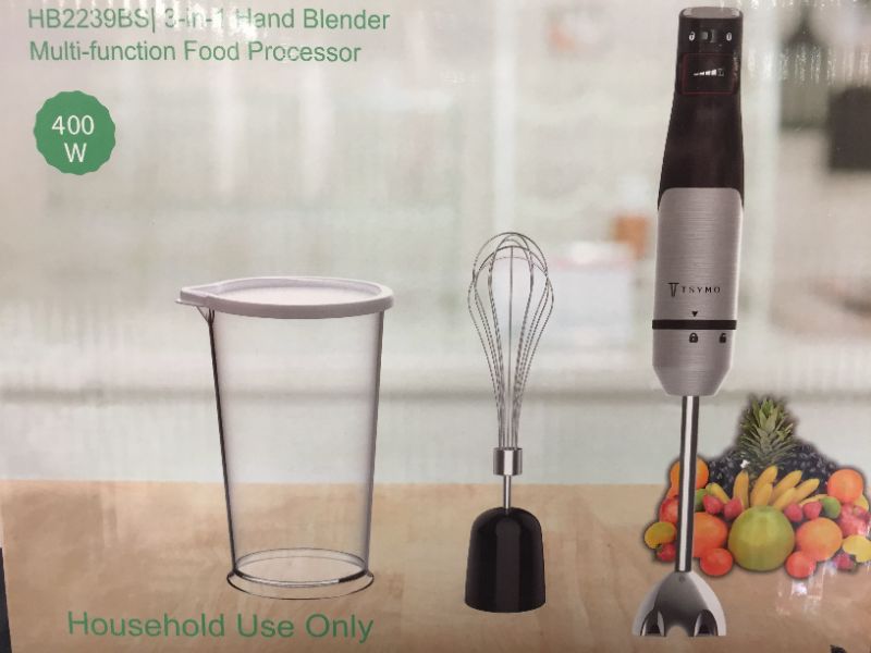 Photo 1 of Braun HB2239BS 3-in-1 Immersion Hand, Powerful 400W Stainless Steel Stick Blender Variable Speed + 2-Cup Food Processor, Whisk, Beaker, High Quality Faster, Finer Blending, MultiQuick