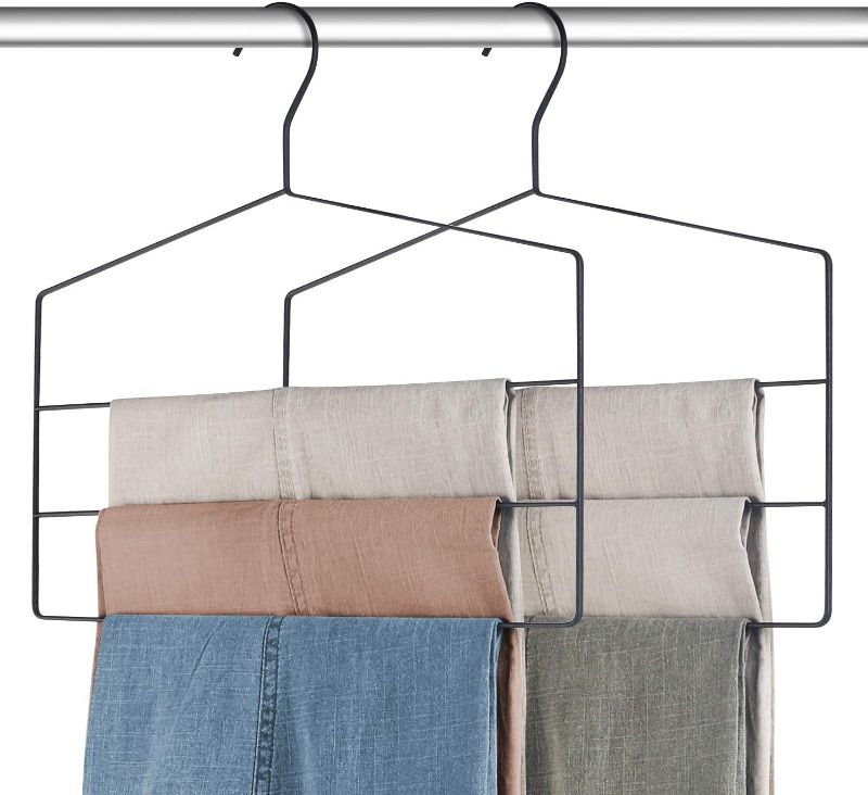 Photo 1 of Pants Hangers Multi-Layer Jeans Trouser Hanger 5 Pack Closet Stainless Steel Rack Space Saver for Tie Scarf Jeans Clothes
