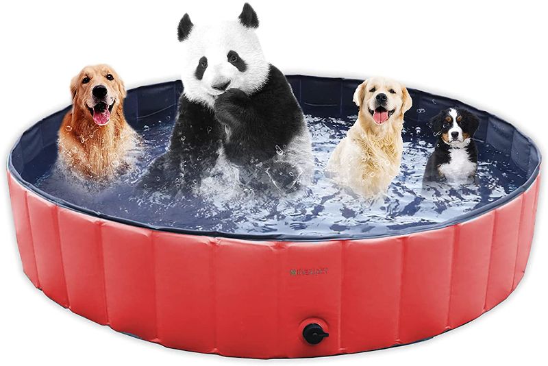 Photo 1 of  Dog Bath Pool,Large Size 63'' / 55'' Foldable Dogs Bathing Tub Slip-Resistant Wading Pool,Pet Foldable Swimming Pool,Collapsible Portable PVC Paddling Pool