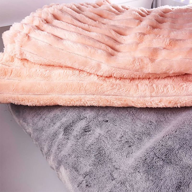 Photo 1 of Extra Softness and Fluffy Lightweight Fleece Pet Blankets,Large Dog Bed Blankets,Premium Dog and Cat Blankets,Soft and Warm Covers for Pets(2 Pack) (Pink +Grey)
