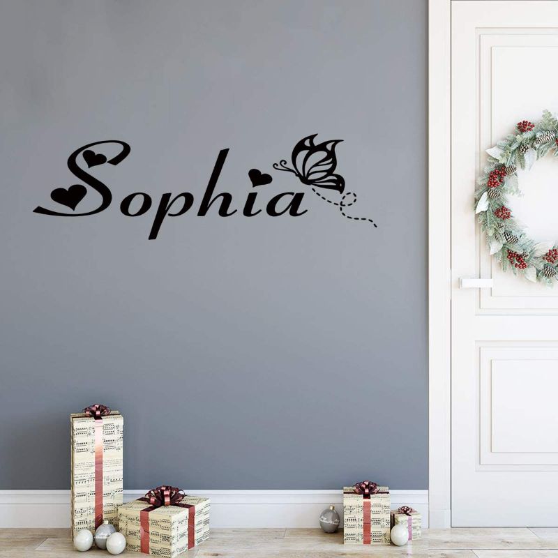 Photo 1 of Butterfly Custom Name Wall Sticker for Girls Removable Wall Stickers for Bedroom Wall Stickers for Bedroom Simple Letter Decoration Wall Sticker 4 Pack
