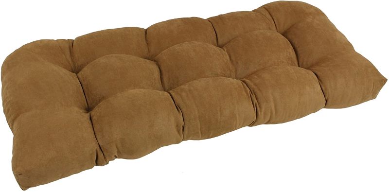 Photo 1 of Blazing Needles U-Shaped Microsuede Tufted Settee/Bench Cushion, 42" x 19", Camel
