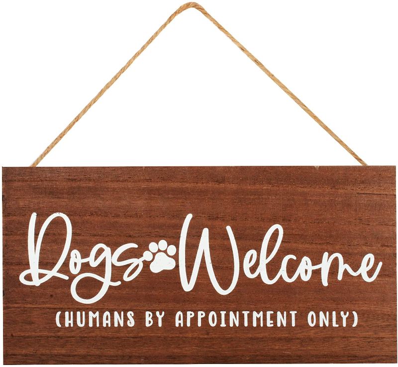 Photo 1 of Dog Decor Welcome Sign For Front Door - Dog Mom Gifts For Women, Dog Lovers - 12"x6" - Hanging Farmhouse Decor Wood Signs -