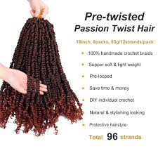 Photo 1 of M-BOX 8 PACK PRE TWISTED PASSION TWIST CROCHET HAIR 18 INCH 12 STRANDS